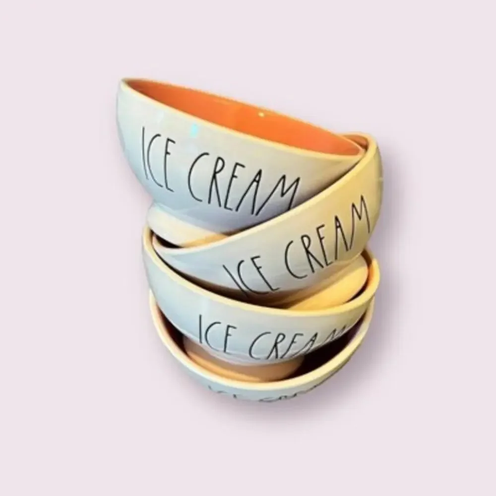 Rae Dunn Artisan Collection Ice Cream Bowls/Orange-Set of 4